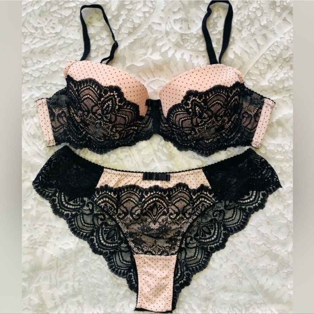 Kleo ✨️ Elegant Lace Lingerie Set in Pink and Black